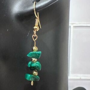 Chic Green 18 K Gold Plated Gemstone Dangle Earrings